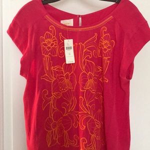 Anthropology top NWT embroidered
